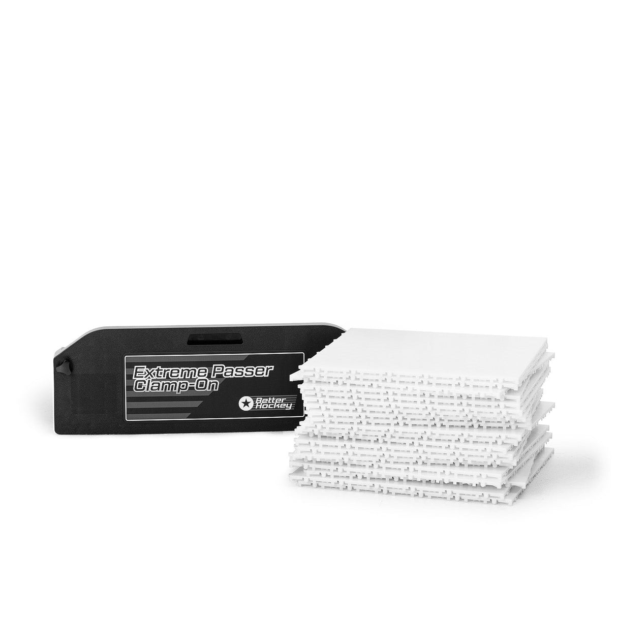 Extreme Hockey Flooring Tiles Passing Kit XL with skottramp for practicing shooting and passing at home, used by NHL players.