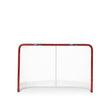 Extreme hockeymål i röd färg med robust skyddsnät, perfekta mått för regulation och klarar av snabba skott.